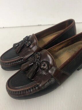 Vintage Johnson & Murphy Men's Size 8.5M Dk Brown Leather Tassel Loafers Shoes